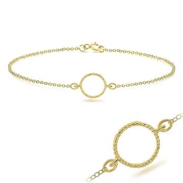 Gold Plated Circle Rope Silver Bracelet BRS-212-GP